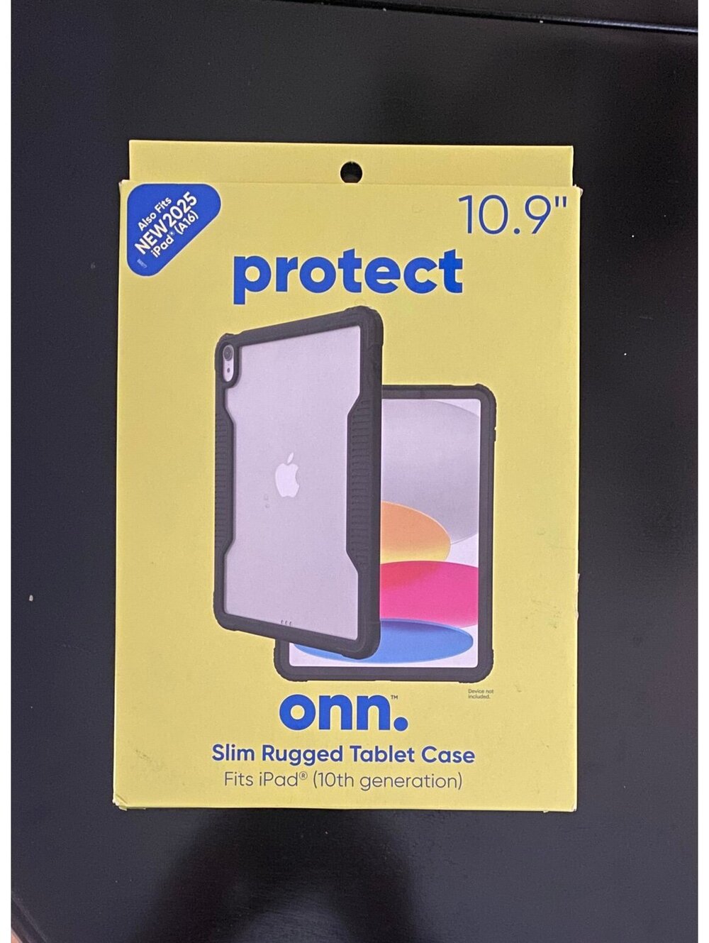 Onn Slim Rugged Tablet Case for iPad 2025 (A16) iPad (10th gen) Black/Clear